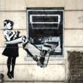 Ein bekanntes Banksy-Werk. Es trägt den Namen "Cash Machine" @ chrisdorney