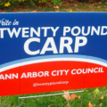 In Ann Arbor stehen etliche Schilder, die für die Wahl des Karpfen werben. Foto: Twitter