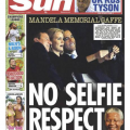 Obama erlaubt sich Reinfall mit Selfie bei Mandela-Beerdigung © The Sun Titelseite